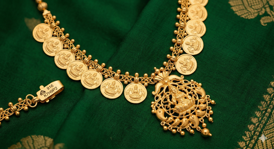 916 HUID Gold Lakshmi Necklace Antique